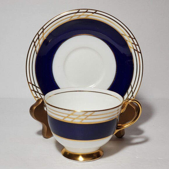Aynsley Teacup and Saucer Cobalt Blue Vintage - Picture 5 of 9